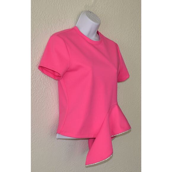 C0 NEW AREA BY BARNEY'S NEW YORK Pink Crystal Embellished Bottom Trim Top Size S - Picture 5 of 9